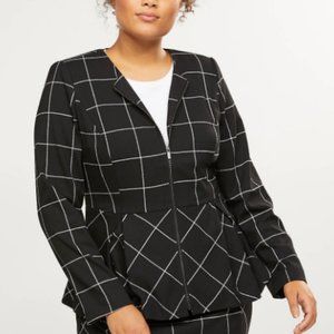 Lane Bryant 26 peplum zip-up blazer black plus